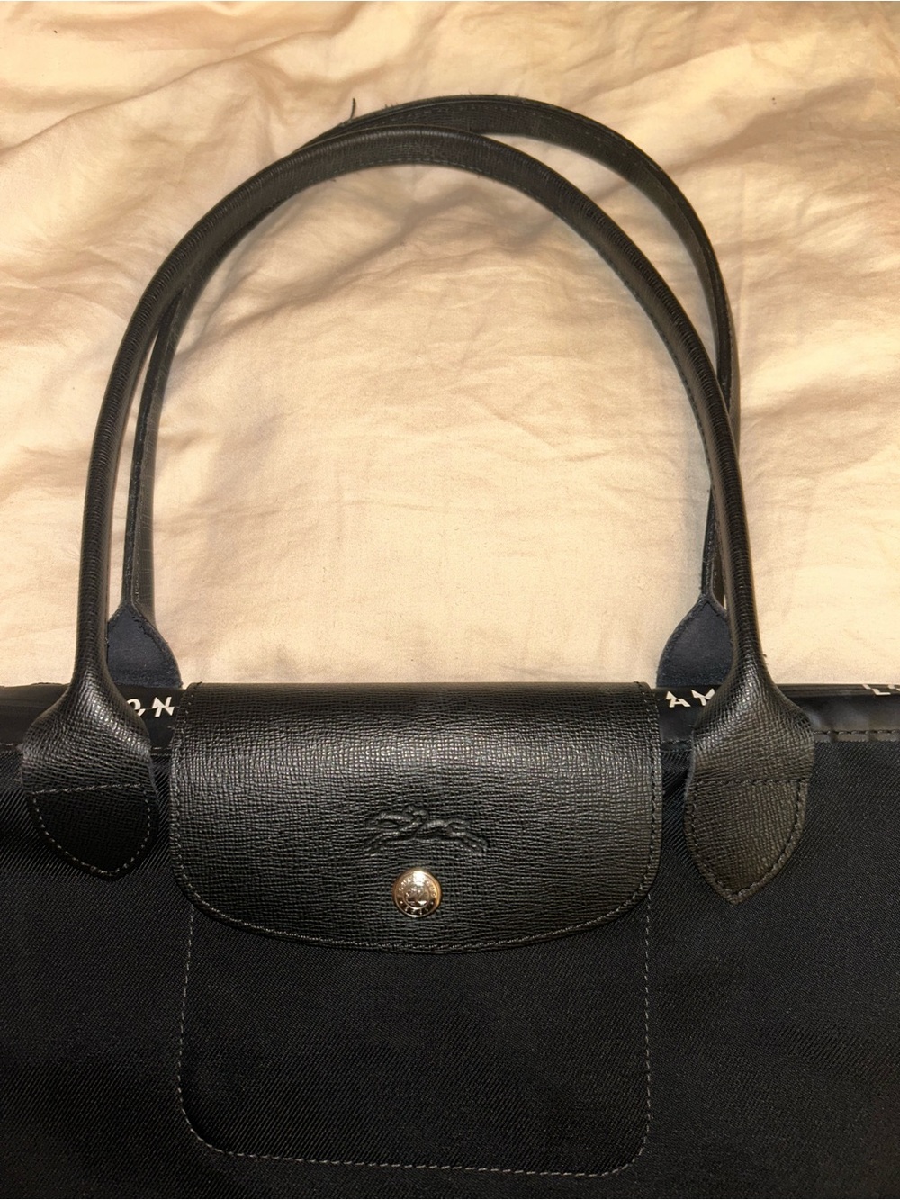 Longchamp Black Nylon Tote with Leather Handles - Picture 8 of 10